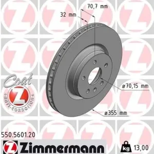 Tarcza hamulcowa ZIMMERMANN 550.5601.20 Do wyczerpania zapasów