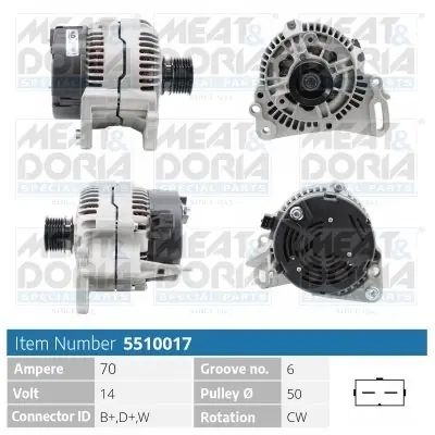 Szybka wysyłka Alternator MEAT & DORIA 5510017