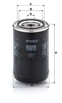 Dostępne od ręki Filtr oleju MANN-FILTER W940/27 W94027